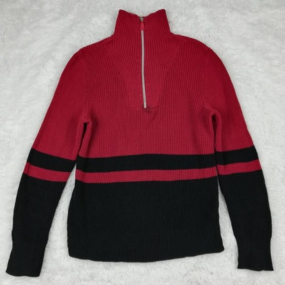 Lauren Active Womens Pullover Sweater Multicolor Stripe Long Sleeve Half Zip M